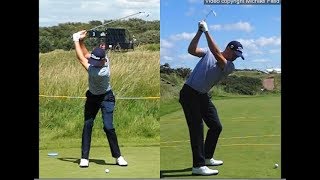 Justin Thomas golf swing  Long Iron faceon amp downtheline July 2017 [upl. by Adniuqal]