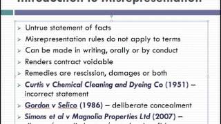 Misrepresentation Lecture 1 of 4 [upl. by Liryc]